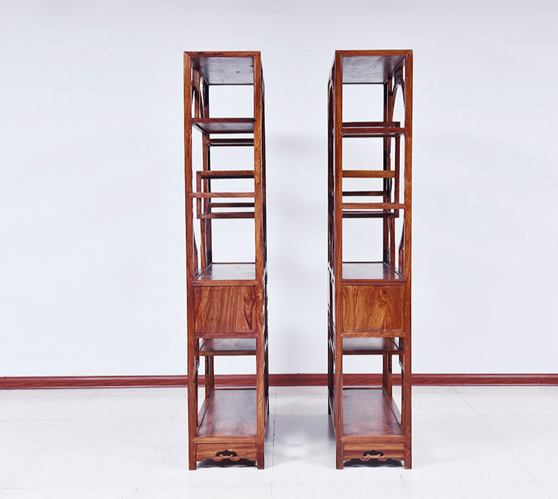 紅實木中式博古架，仿古實木雕花中式古董架