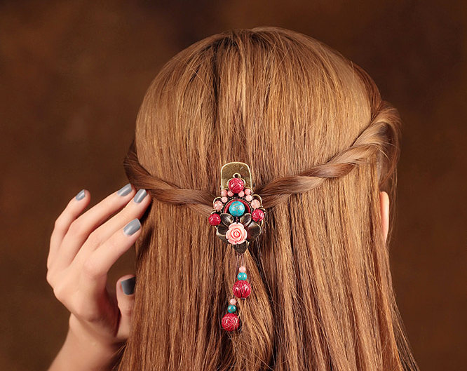 嬌顏家佳樂文學發(fā)夾復古頭花頭飾