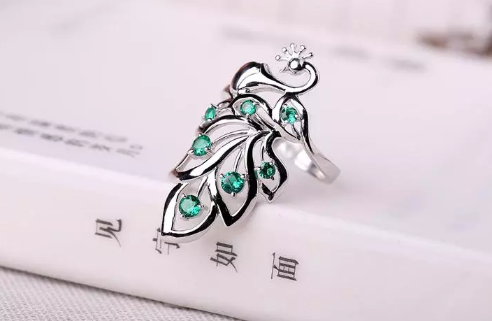 百鳥(niǎo)之王復(fù)古孔雀開(kāi)口戒指首飾