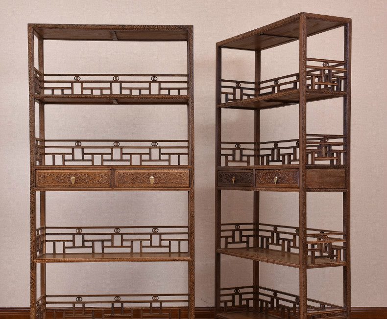 簡約大氣實木博古架，雞翅木新中式仿古博古架