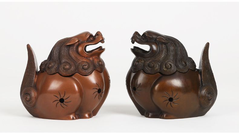 唐獅熏香爐，仿古紫銅檀香爐