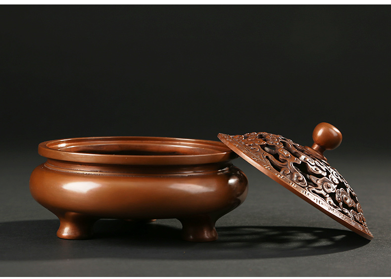 鏤空云紋熏香爐，仿古紫銅鏤空香爐