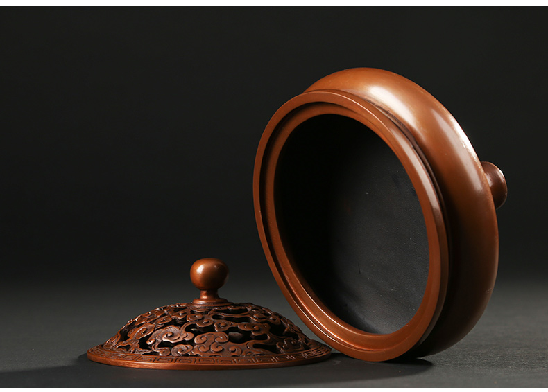 鏤空云紋熏香爐，仿古紫銅鏤空香爐