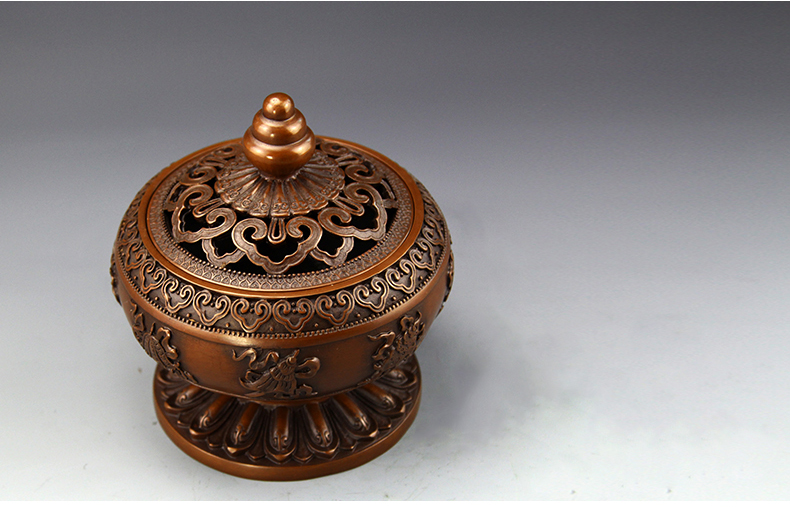 八寶蓮瓣熏香爐，仿古紫銅鏤空香爐