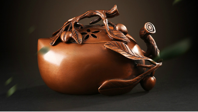 桃形熏香爐，仿古紫銅香爐