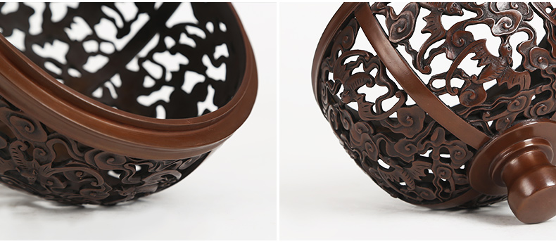 云浮紋如意鏤空香爐，仿古蝙蝠祥云銅香爐