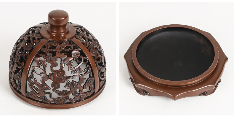 云浮紋如意鏤空香爐，仿古蝙蝠祥云銅香爐