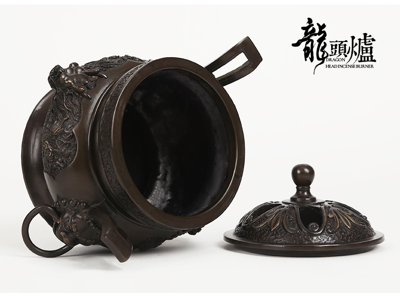 祥獅雕刻香爐，仿古神龍銅香爐