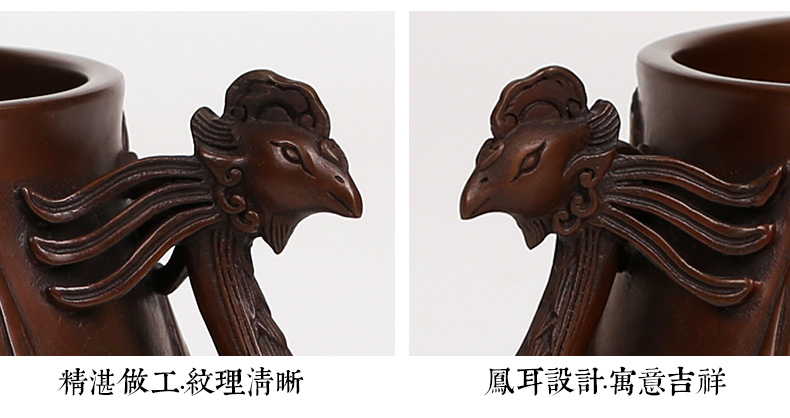 紫銅雙鳳耳香爐，仿古無(wú)蓋熏香爐