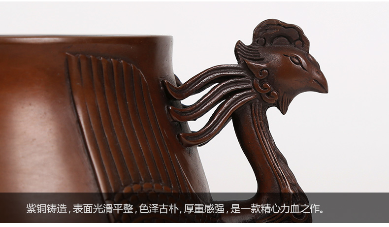 紫銅雙鳳耳香爐，仿古無(wú)蓋熏香爐