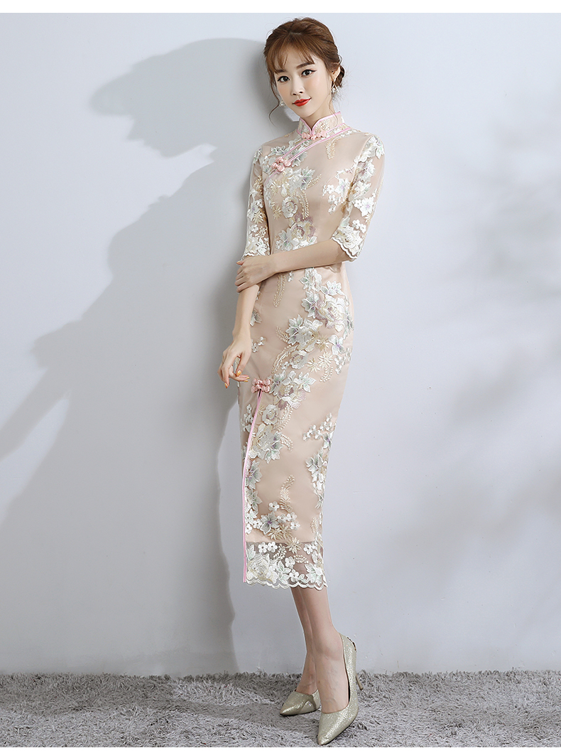 小清新蕾絲旗袍，改良時尚魚尾旗袍裙