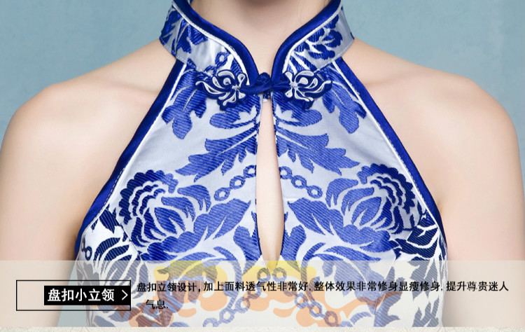 中式青花瓷旗袍禮服，時(shí)尚復(fù)古旗袍裙
