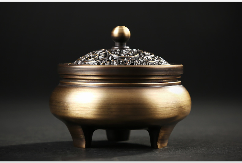 三足藤花熏香爐，拉絲仿古香爐