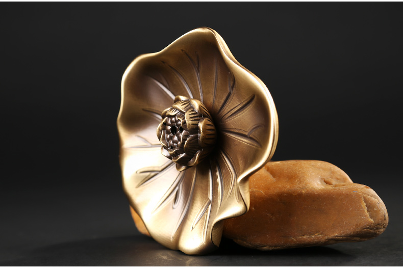 蓮花荷葉香插，仿古色無蓋香爐