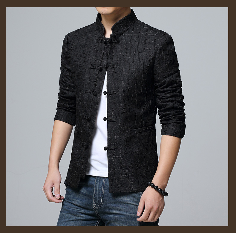 家佳樂文學(xué)盤扣立領(lǐng)修身版外套中山裝