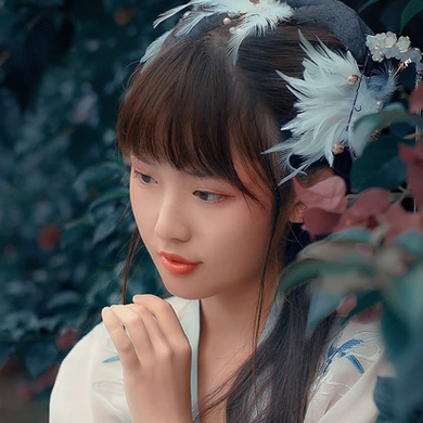 淺藍(lán)漢服小清新頭像，唯美古風(fēng)女生真人頭像