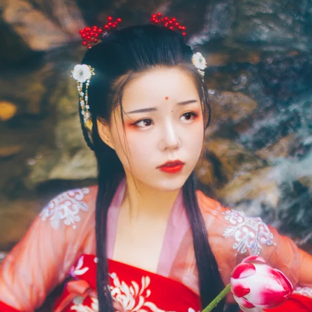 嬌艷紅衣女子頭像，唯美古風(fēng)真人頭像