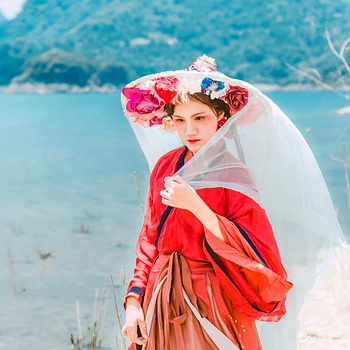 花樣紅衣女子頭像，唯美古風(fēng)真人頭像