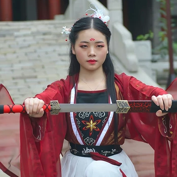 霸氣紅衣女子帶劍頭像，唯美古風(fēng)女子真人頭像