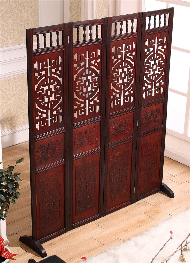 仿古實(shí)木屏風(fēng)隔斷，精美中式屏風(fēng)