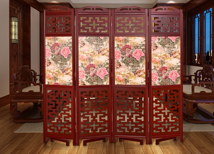 家佳樂文學(xué)實木古典屏風隔斷，中式雙面屏風
