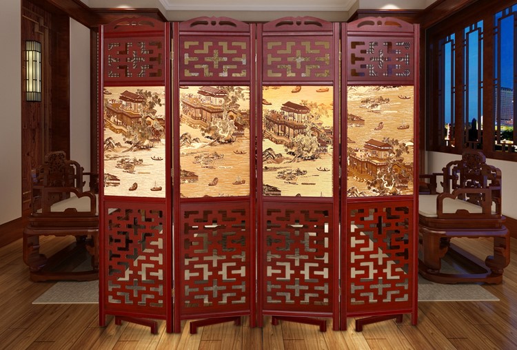 家佳樂文學(xué)實木古典屏風隔斷，中式雙面屏風
