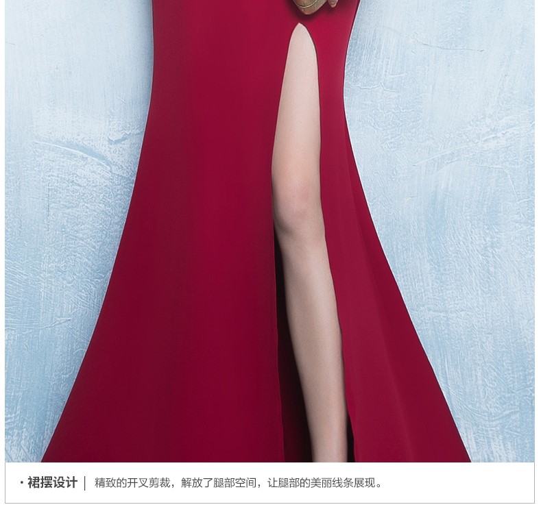性感氣質(zhì)中式禮服，唯美魚(yú)尾開(kāi)叉晚禮服