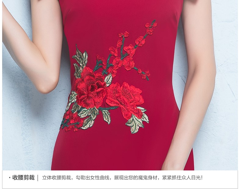 性感氣質(zhì)中式禮服，唯美魚(yú)尾開(kāi)叉晚禮服