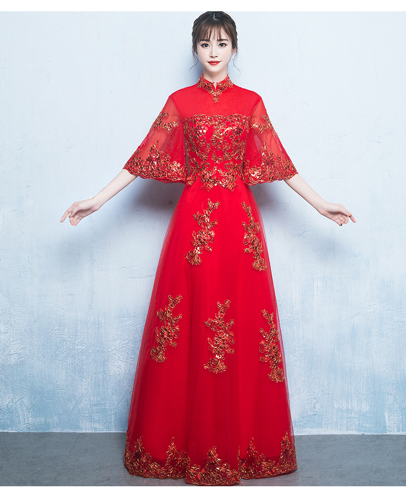 金線刺繡中式禮服，唯美浪漫晚禮服