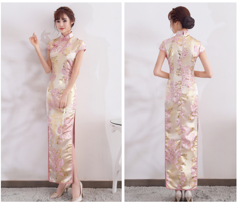 時(shí)尚優(yōu)雅少女旗袍，改良精致花紋旗袍裙