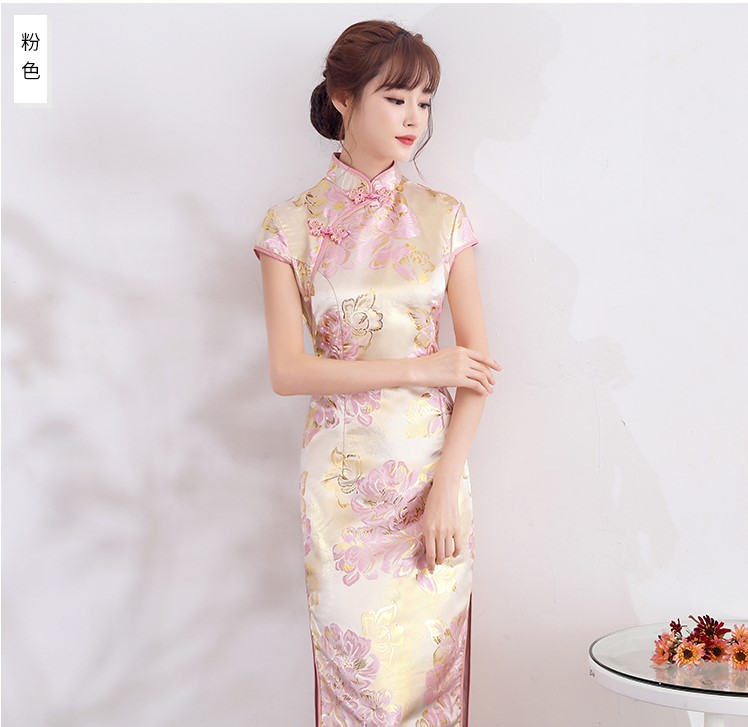 時(shí)尚優(yōu)雅少女旗袍，改良精致花紋旗袍裙