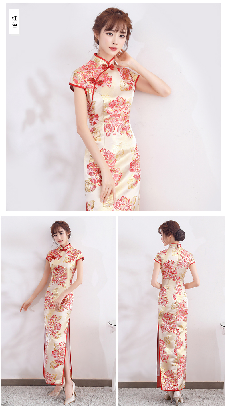 時(shí)尚優(yōu)雅少女旗袍，改良精致花紋旗袍裙