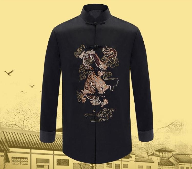 時(shí)尚家佳樂(lè)文學(xué)喜慶繡龍男士唐裝