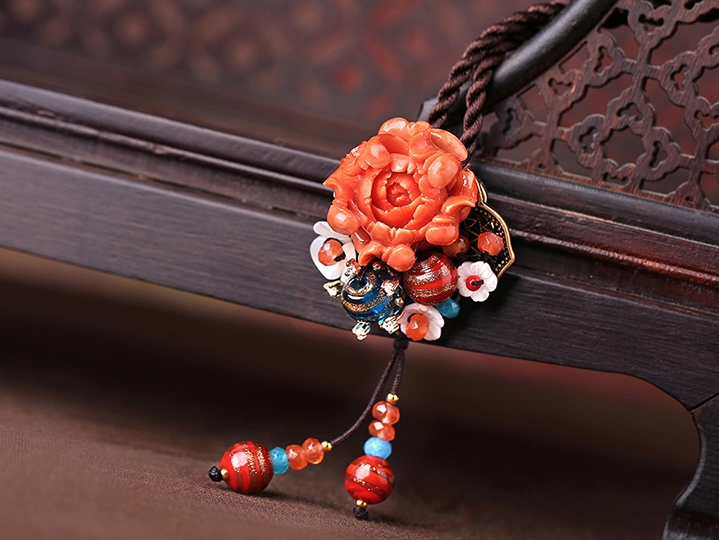 家佳樂文學(xué)立體花朵吊墜胸花，復(fù)古胸針項(xiàng)鏈飾品