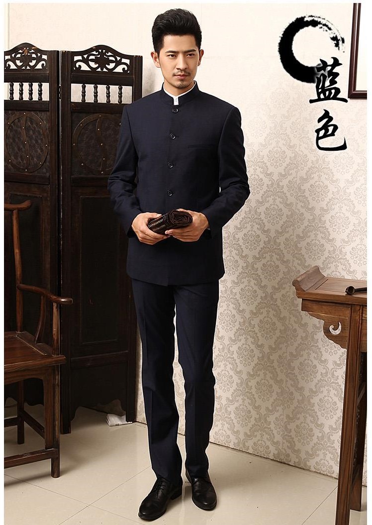 家佳樂文學(xué)商務(wù)休閑男士立領(lǐng)中山裝