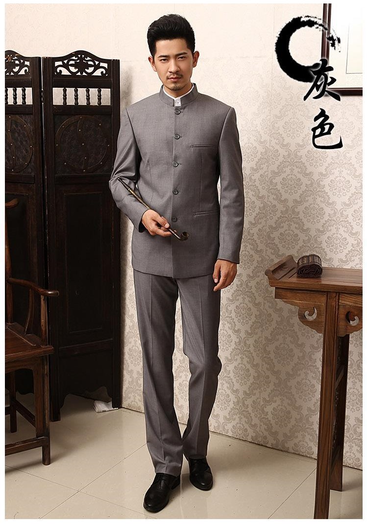 家佳樂文學(xué)商務(wù)休閑男士立領(lǐng)中山裝