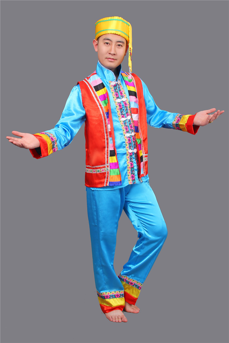壯族服裝男裝表演服，少數(shù)民族服裝