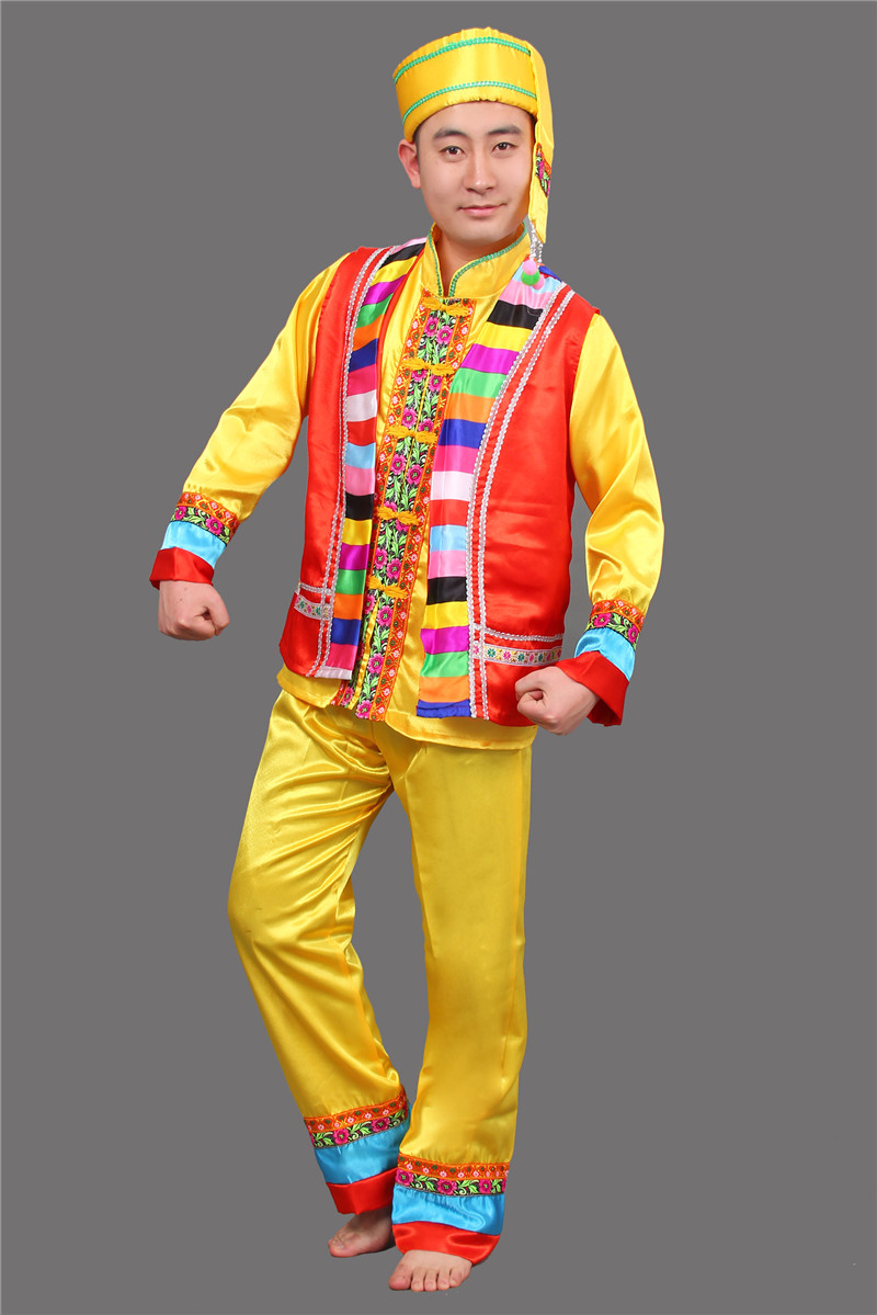 壯族服裝男裝表演服，少數(shù)民族服裝