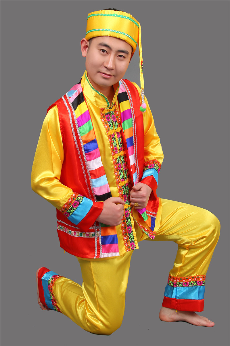 壯族服裝男裝表演服，少數(shù)民族服裝