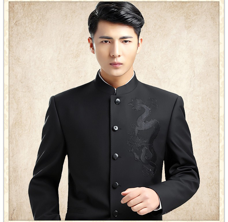 時(shí)尚家佳樂文學(xué)龍圖案男青年中山裝