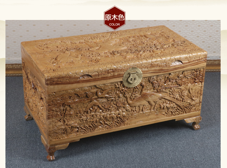 全香樟木箱子，實(shí)木中式仿古雕木箱子