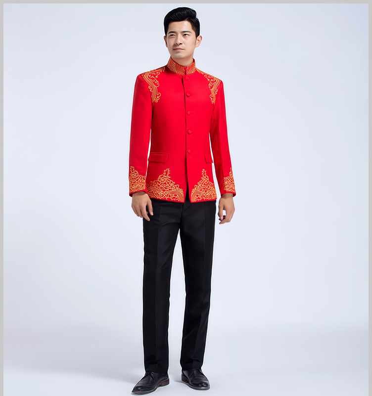 四季中式立領(lǐng)主持禮服，男士改良中山裝