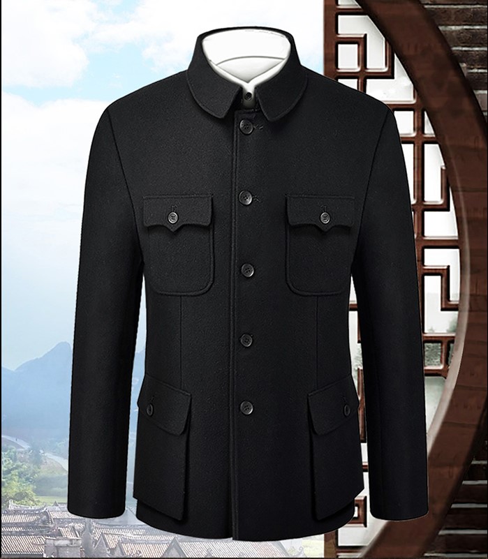 家佳樂(lè)文學(xué)羊毛妮子秋冬中老年中山裝