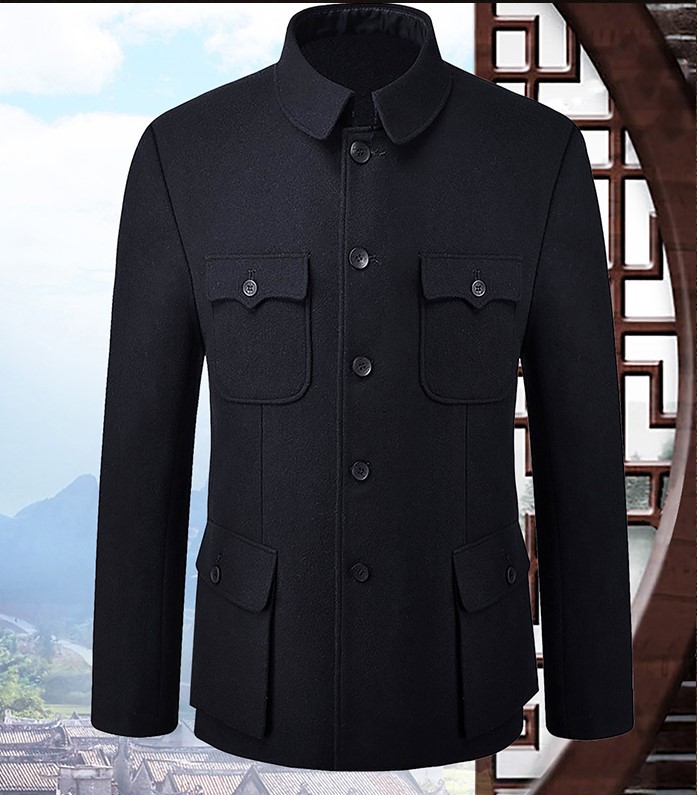 家佳樂(lè)文學(xué)羊毛妮子秋冬中老年中山裝