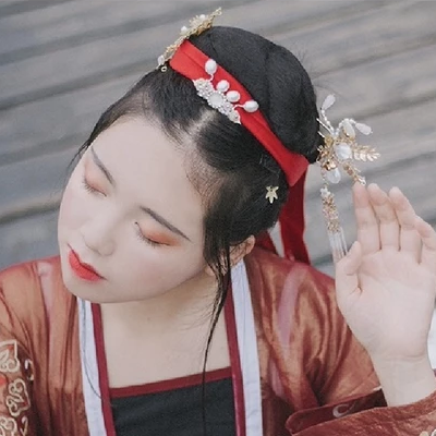 紅衣少女頭像，唯美古風女子真人頭像