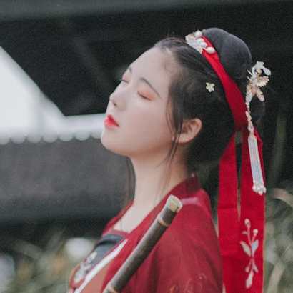 紅衣少女頭像，唯美古風女子真人頭像