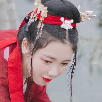 紅衣少女頭像，唯美古風女子真人頭像