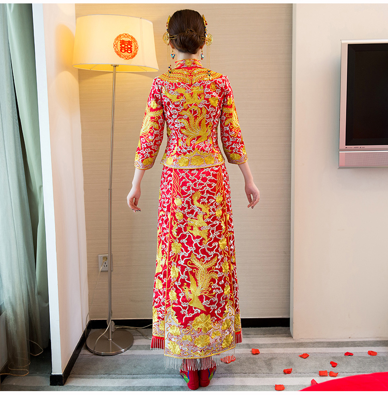 龍鳳褂中式婚禮禮服，時(shí)尚家佳樂文學(xué)新娘禮服