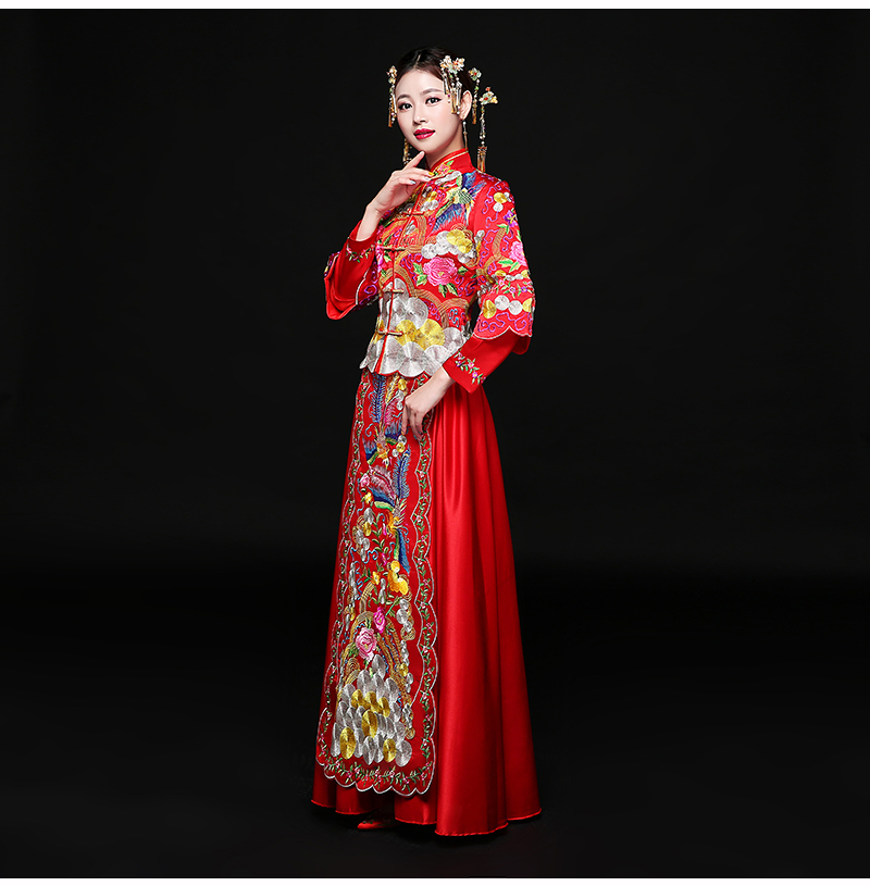 古典秀禾服中式禮服，時(shí)尚家佳樂文學(xué)新娘禮服