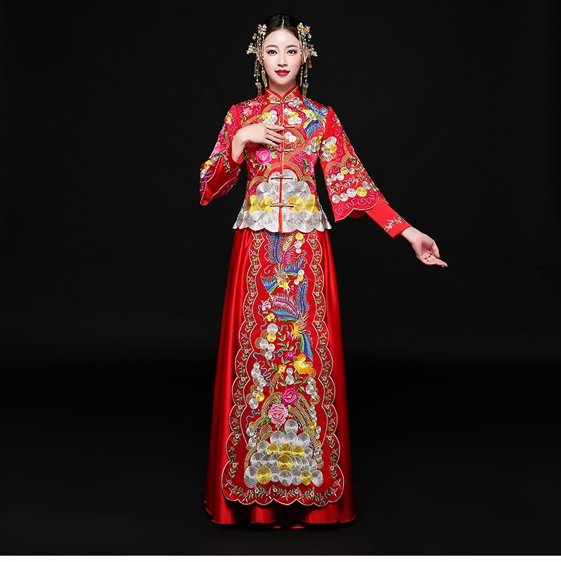 古典秀禾服中式禮服，時(shí)尚家佳樂文學(xué)新娘禮服